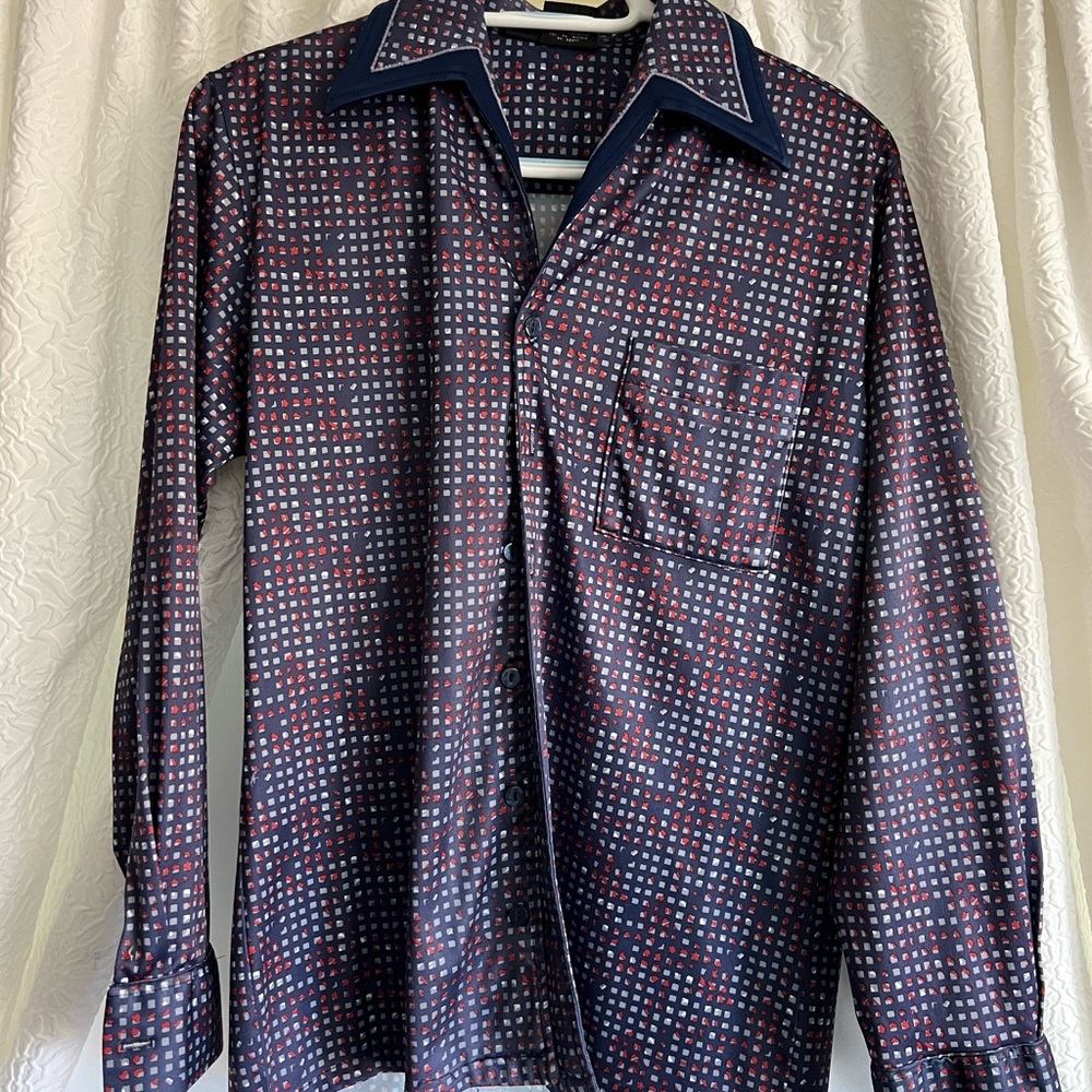 Casual Blue and Red Checkered Button Down Shirt